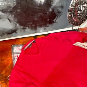 Men’s red cotton cashmere v-neck sweater